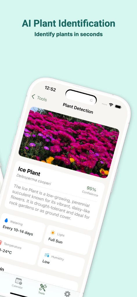 Plantora smart watering reminders screen